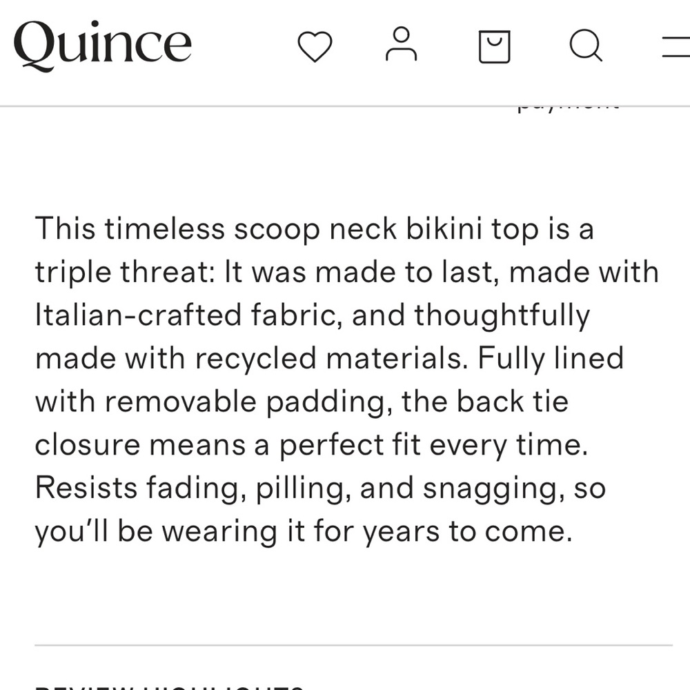 NWT Quince Women's Italian Scoop Neck Bikini Top Palm Green Size M and L ๐ด - Picture 11 of 13
